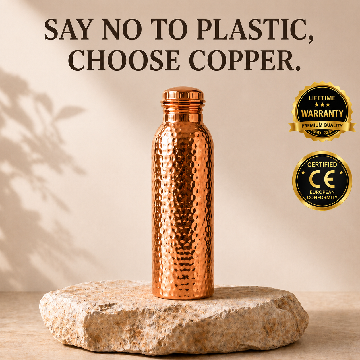 Whitfield - Copper Water Bottle  | Naturally Purified Water, Plastic-Free